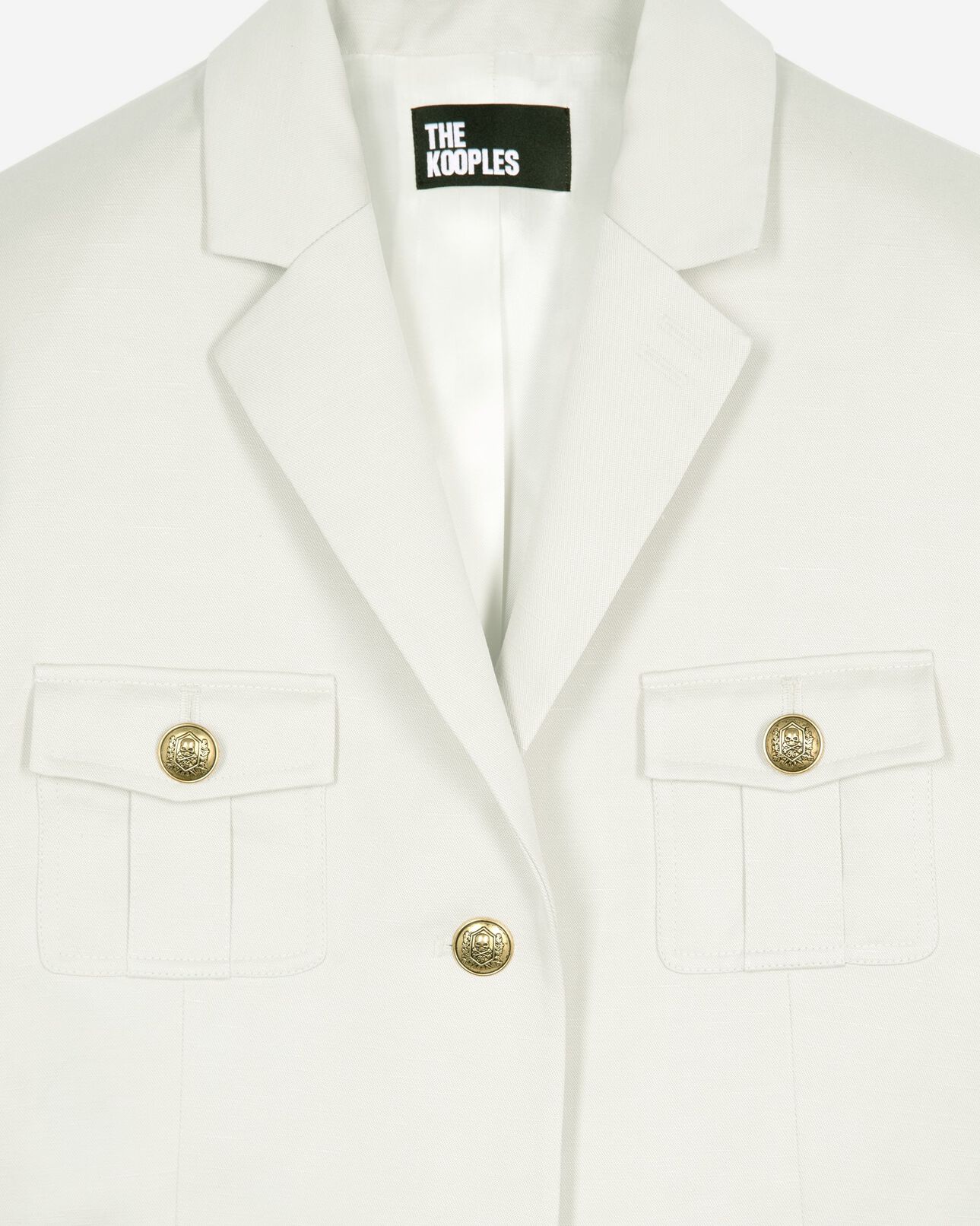 The Kooples MUJER BEIGE vestido corto de algodón y lino crudo