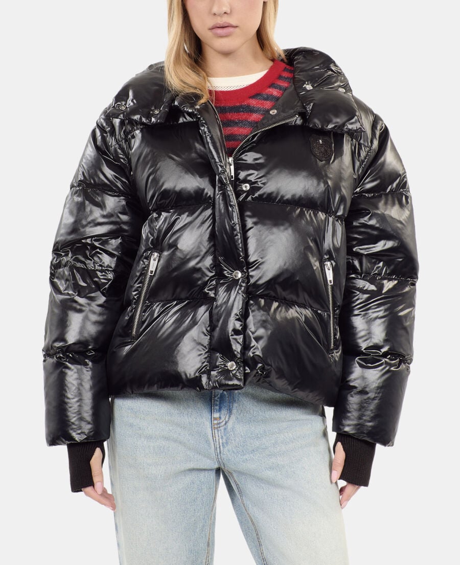 The Kooples WOMEN BLACK black down jacket with detachable sleeves