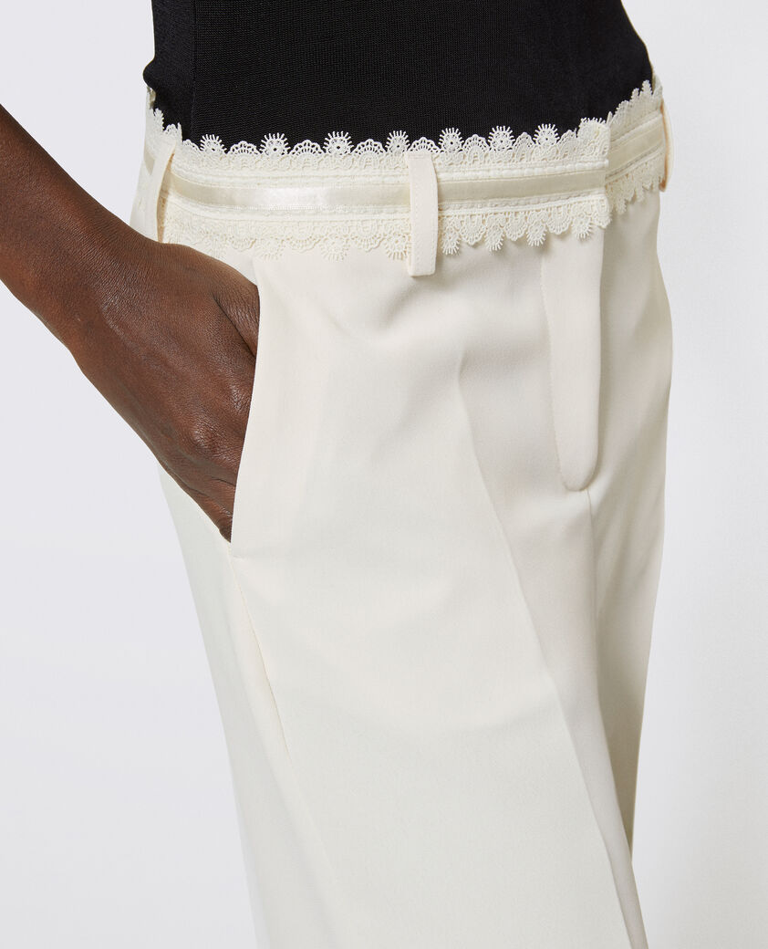 The Kooples WOMEN OFF WHITE ecru wide-leg pants