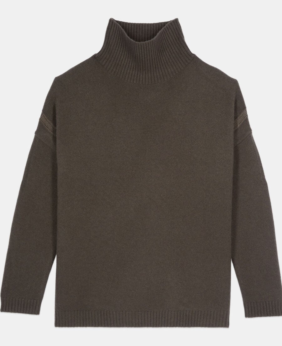 The Kooples DAMEN KAKI khakifarbener pullover aus kaschmir