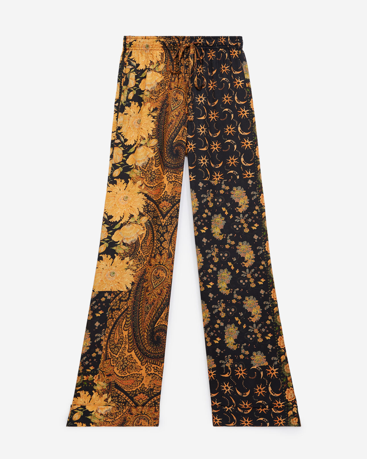 The Kooples DAMEN BLACK-ORANGE schwarz und orange bedruckte fließende hose
