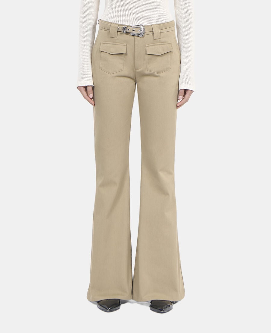 The Kooples WOMEN BEIGE beige flare trousers