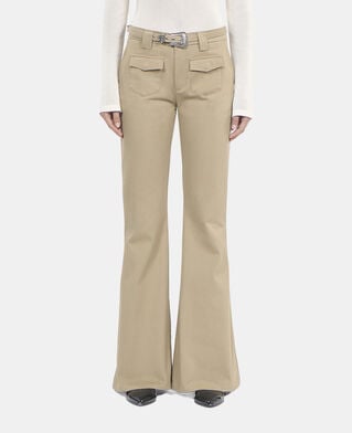 The Kooples WOMEN BEIGE beige flare trousers