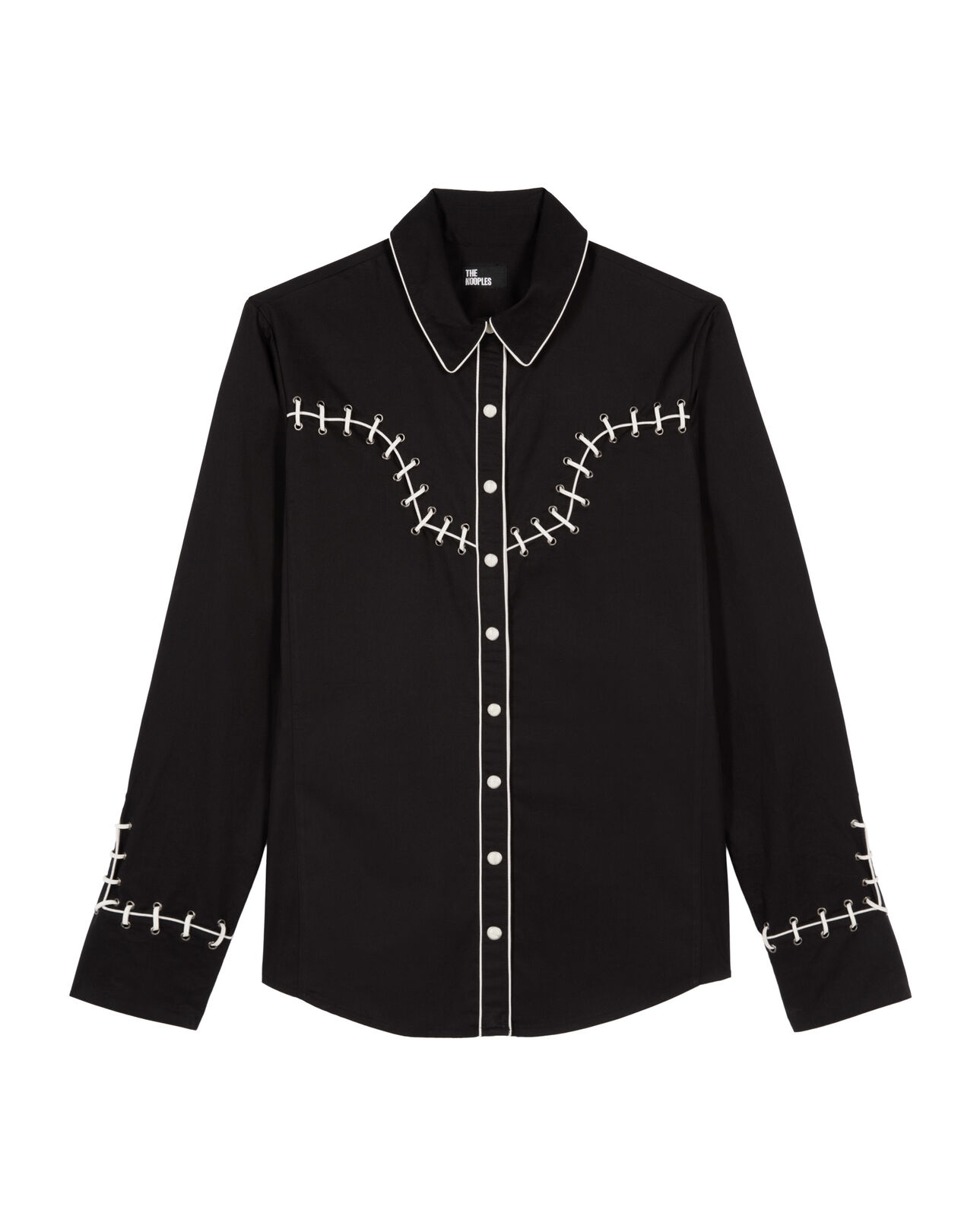 The Kooples WOMEN BLACK western style shirt with black embroidery