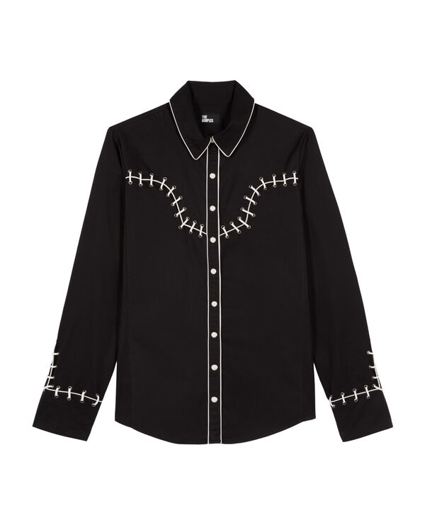 The Kooples FEMME BLACK chemise style western avec broderies noire