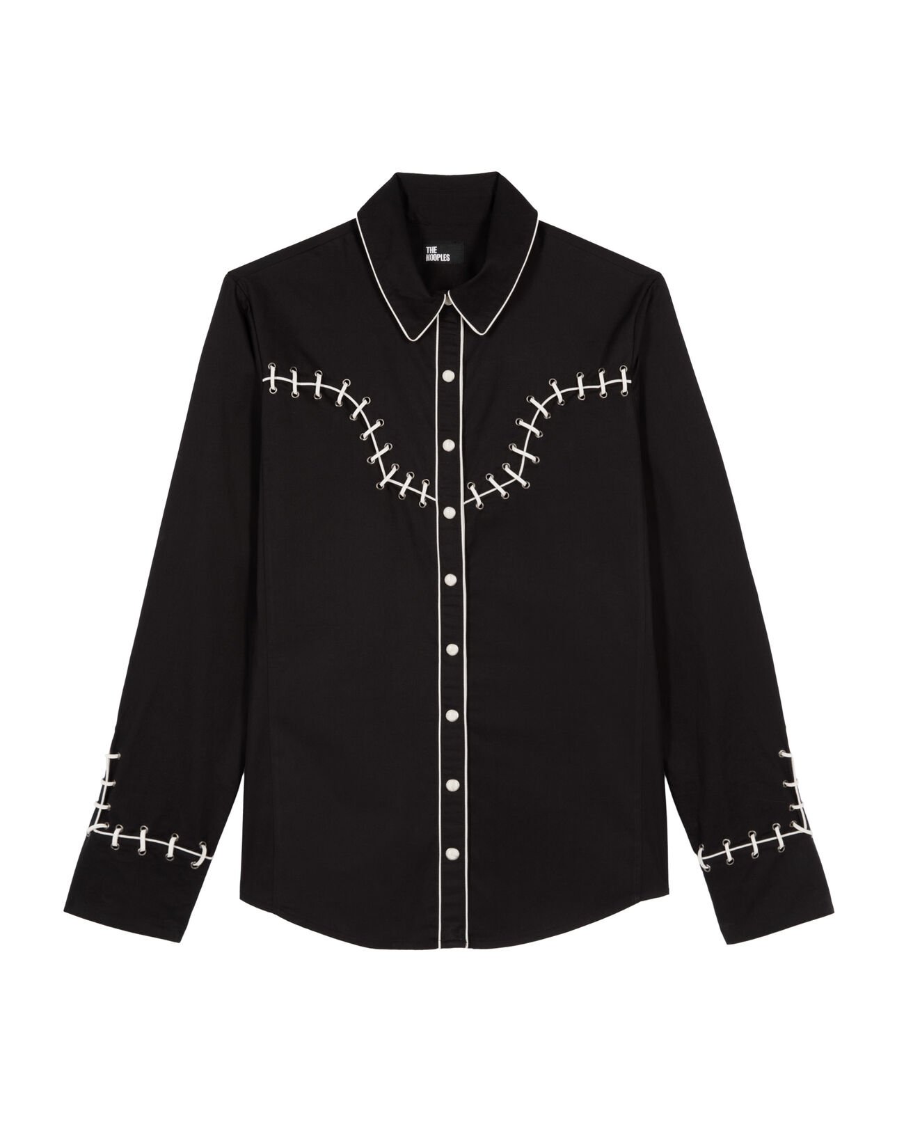 The Kooples MUJER BLACK camisa estilo occidental con bordado negro