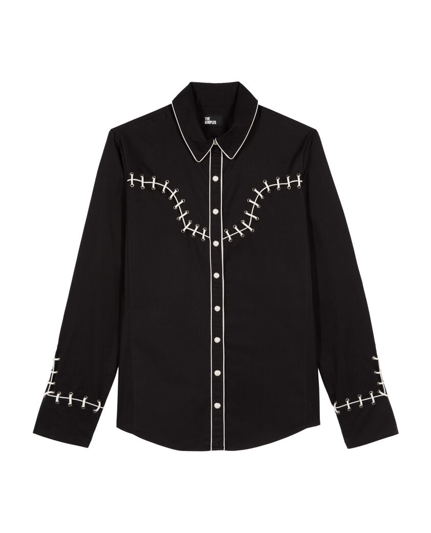 The Kooples FEMME BLACK chemise style western avec broderies noire