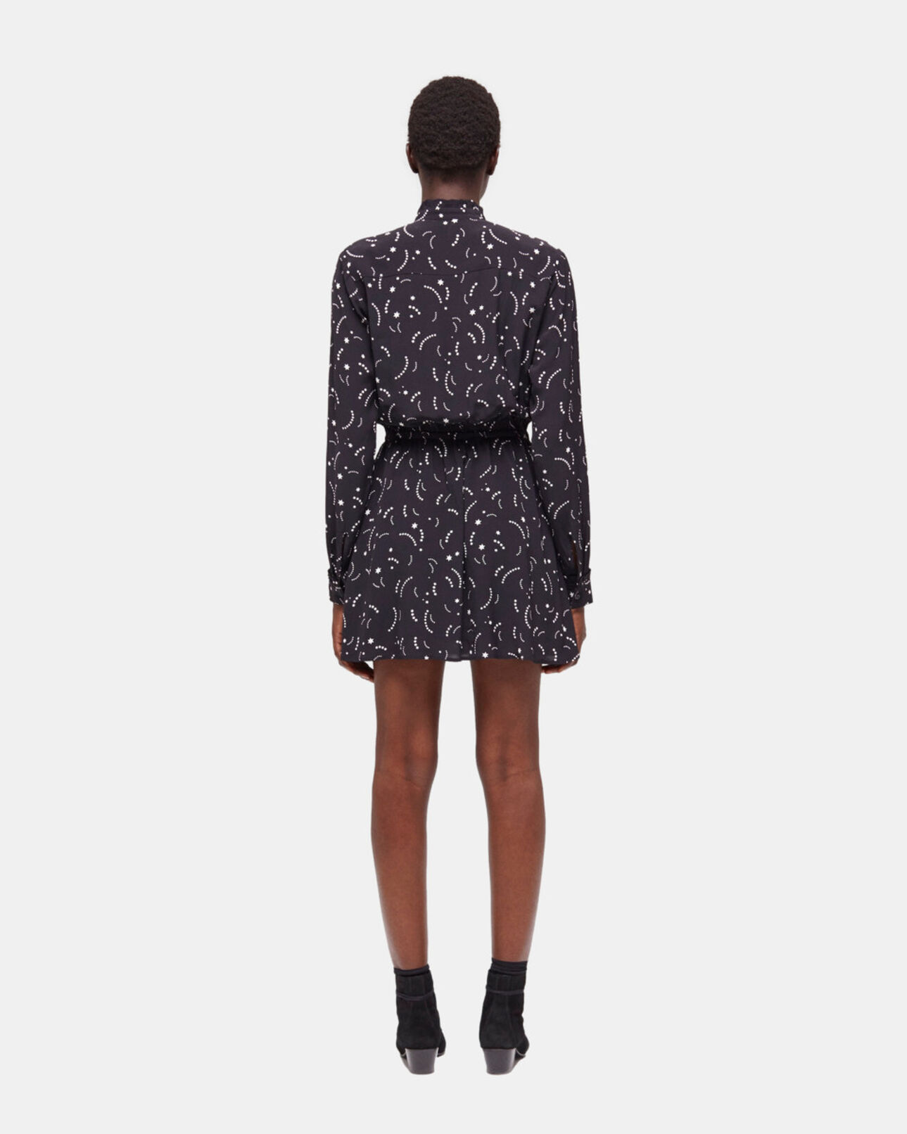 The Kooples DAMEN BLACK WHITE kurzes kleid mit print