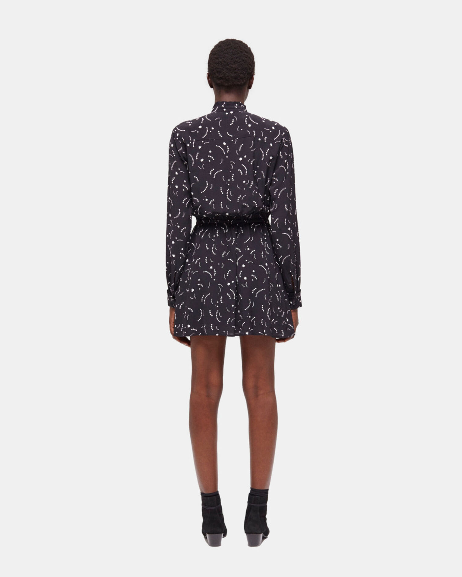 Kurzes Kleid mit Print, BLACK WHITE, hi-res image number null