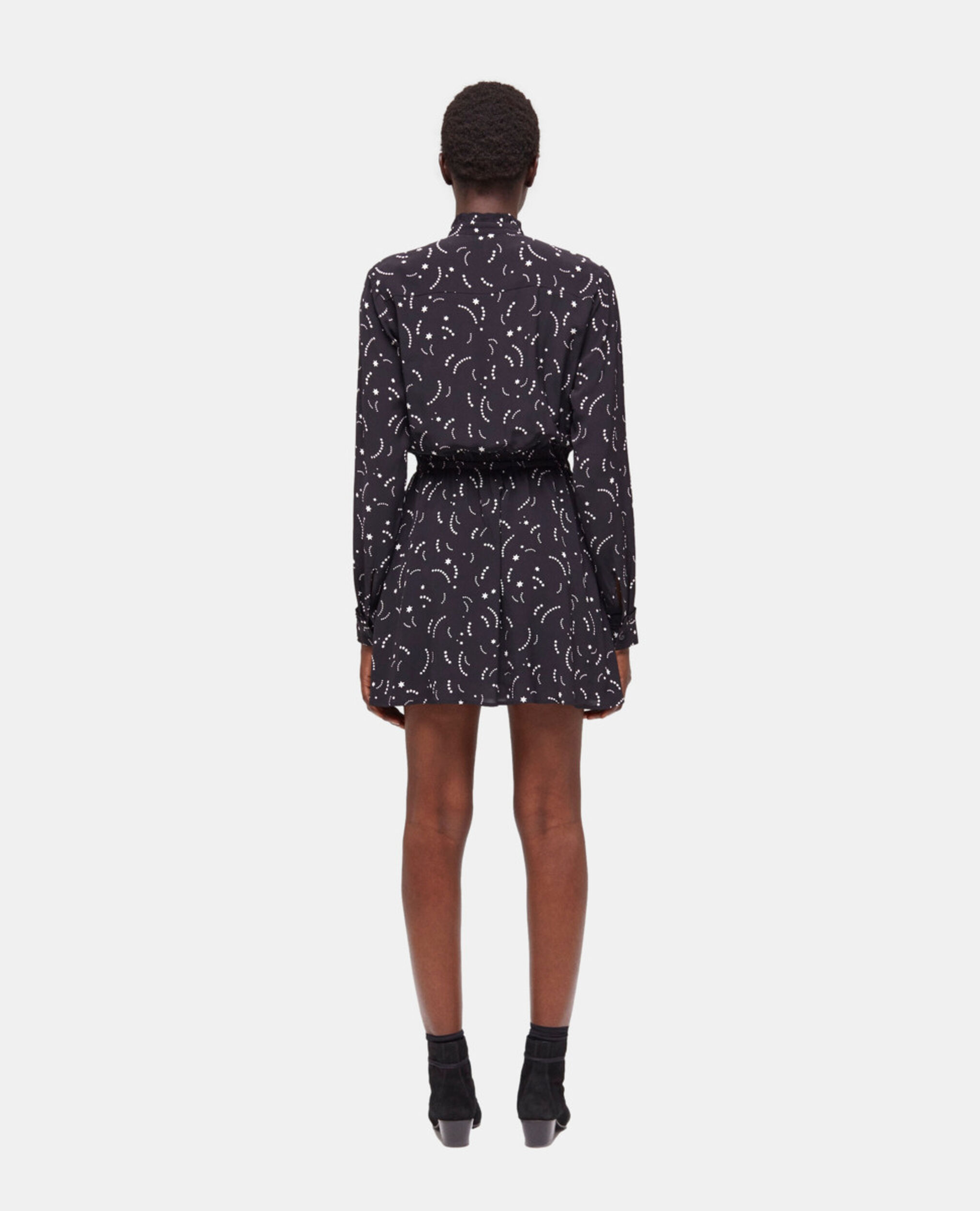 Short printed dress, BLACK WHITE, hi-res image number null