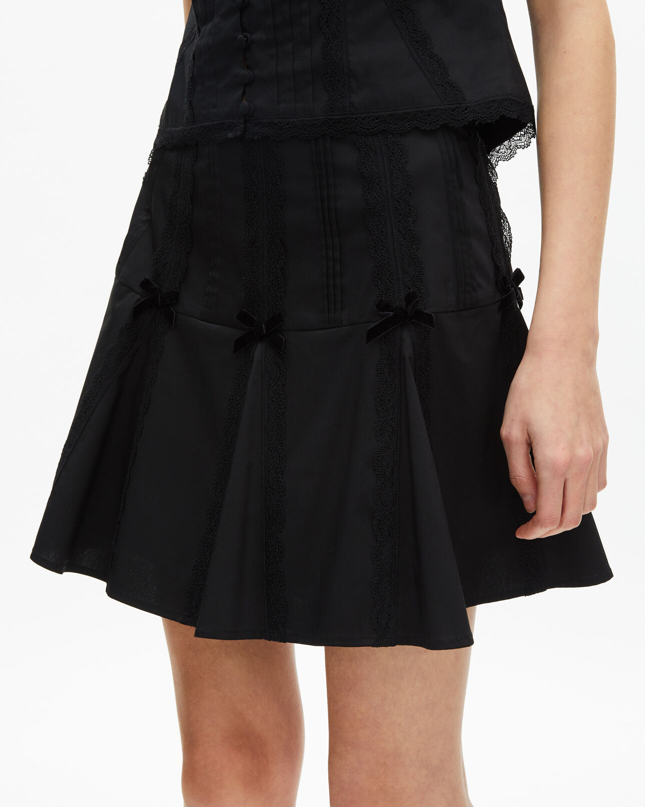The Kooples DAMEN BLACK kurzer rock mit schleifen-details schwarz