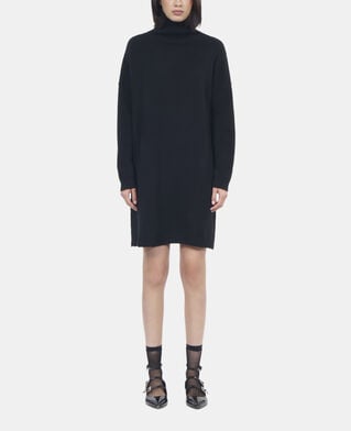 The Kooples FEMME BLACK robe pull courte en cachemire noir