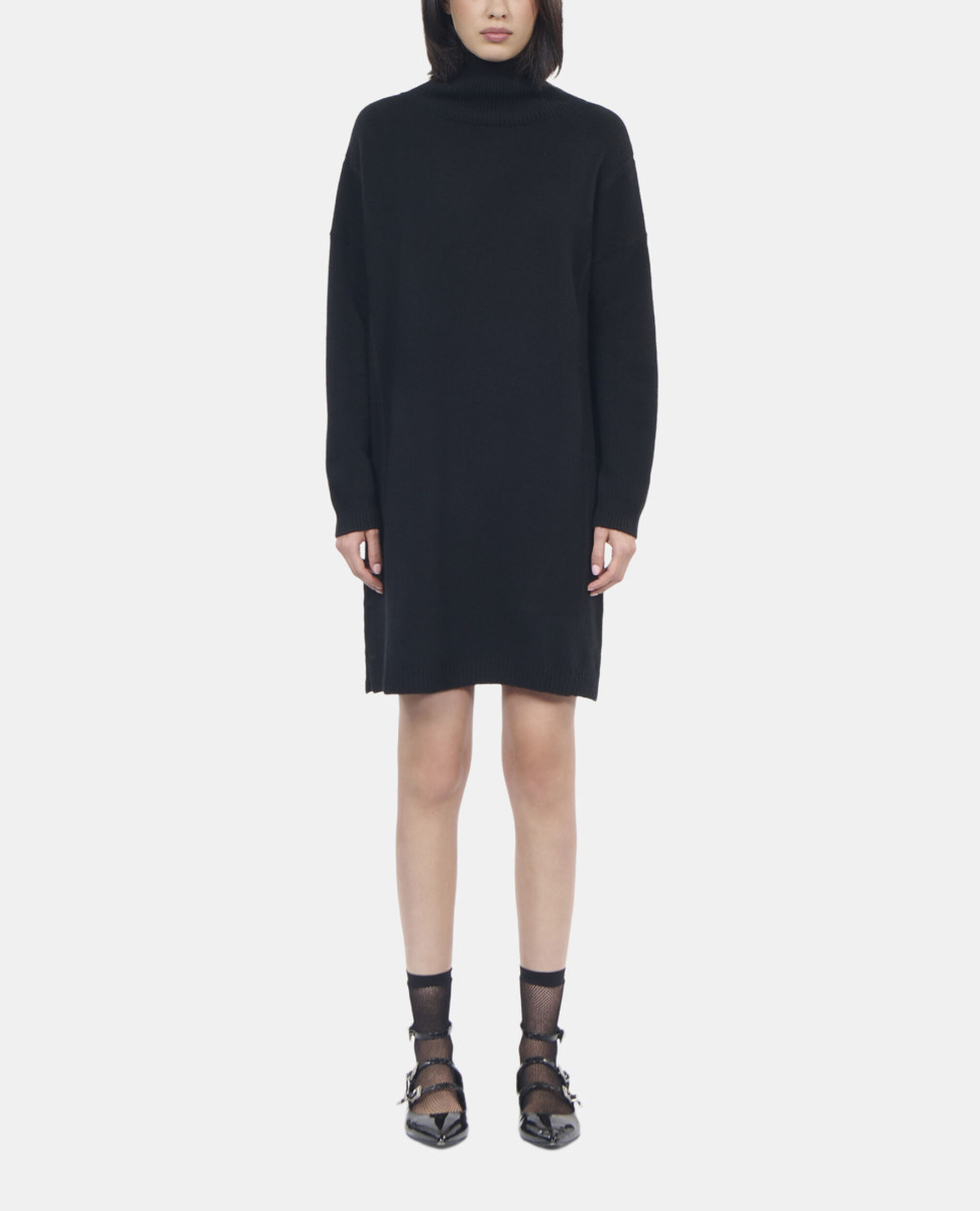 Robe pull courte en cachemire noir, BLACK, hi-res image number null