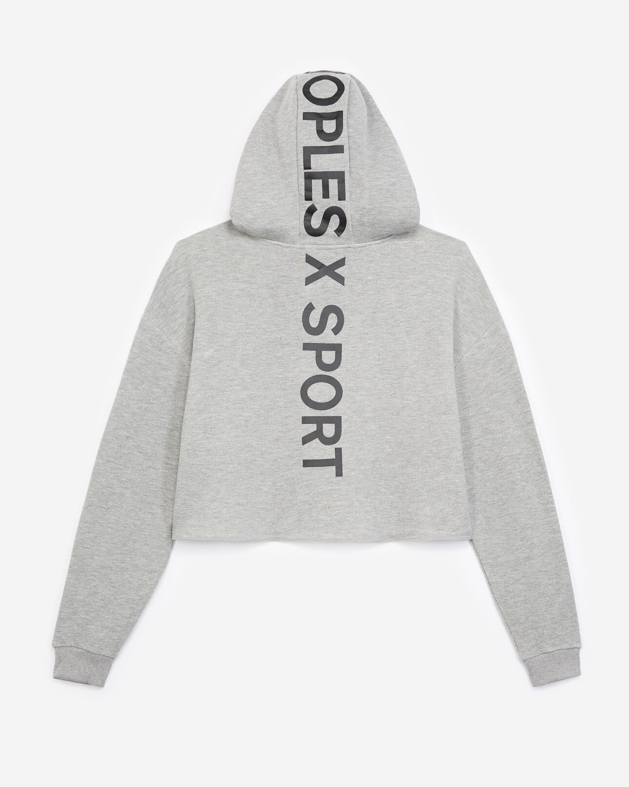 The Kooples FEMME LIGHT GREY MELANGE sweat gris clair à capuche et logo