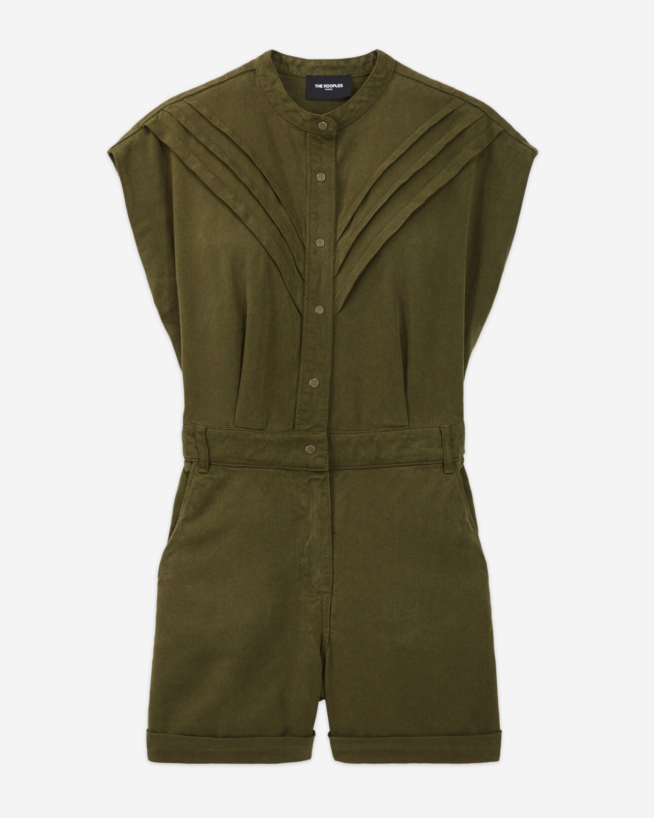 The Kooples FEMME OLIVE KAKI combishort kaki tencel boutonné