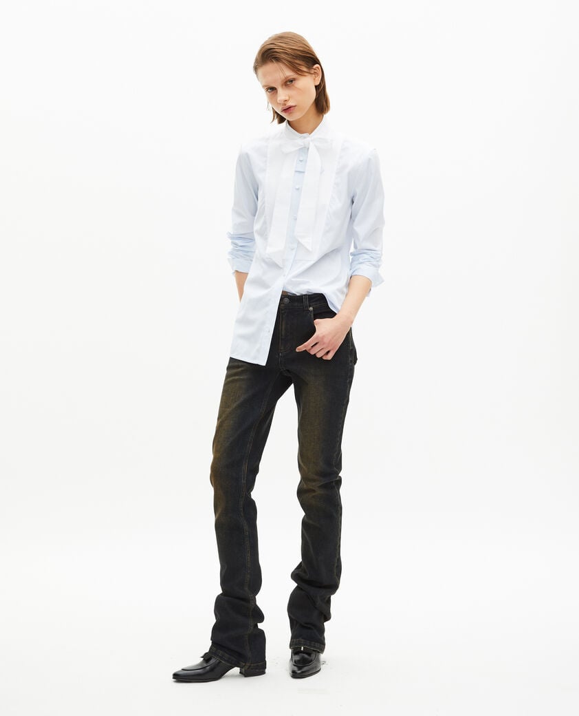 The Kooples WOMEN BLUE WHITE light blue pinstripe shirt