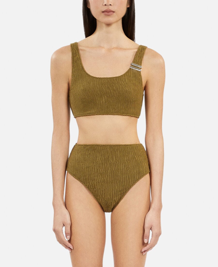 The Kooples DAMEN KAKI khakifarbene bikinihose mit hoher taille von the kooples x luz