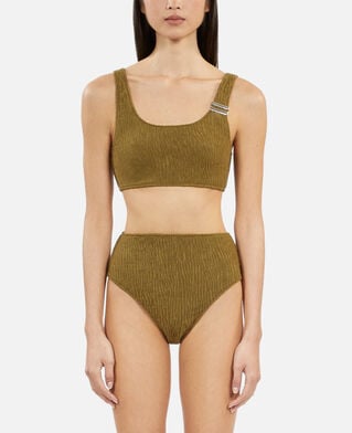 The Kooples DAMEN KAKI khakifarbene bikinihose mit hoher taille von the kooples x luz