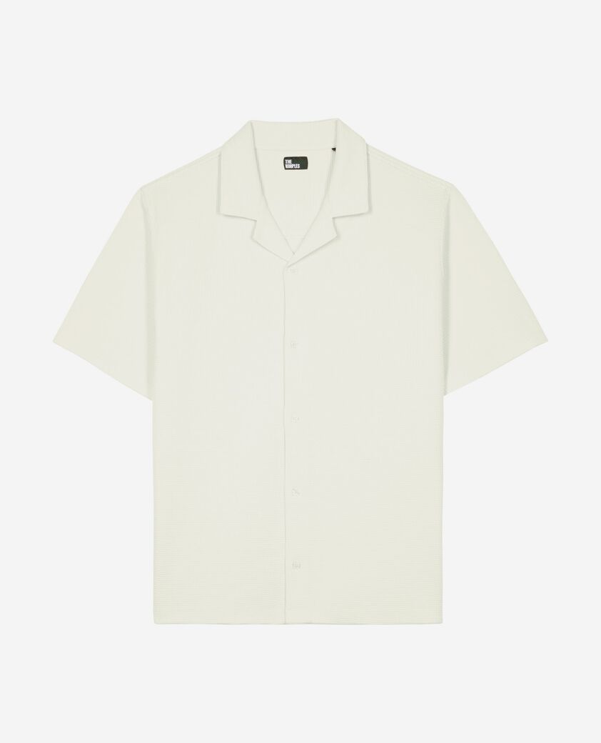 The Kooples HOMME ECRU chemise manches courtes nid d'abeille écrue