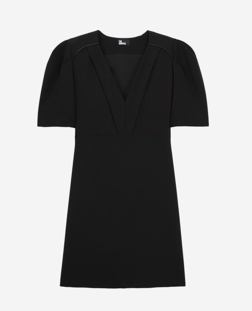 The Kooples FEMME BLACK robe courte noire en crêpe