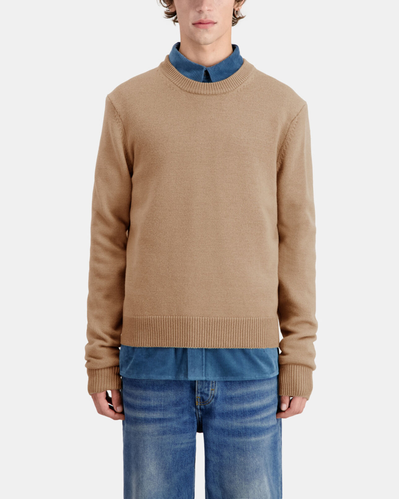 The Kooples MEN BROWN-BEIGE brown wool sweater