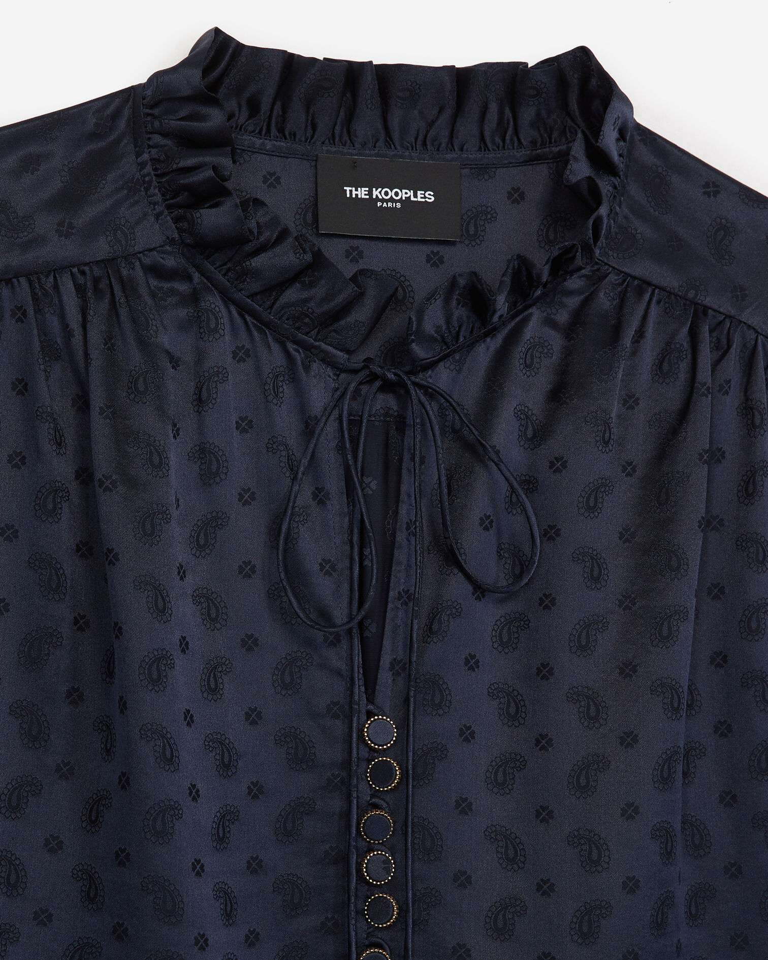 Chemise volants jacquard bleu marine, NAVY, hi-res image number null