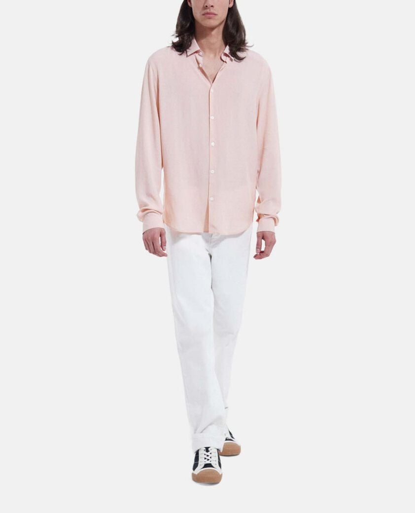 The Kooples MEN PINK flowing light pink shirt with cuban collar