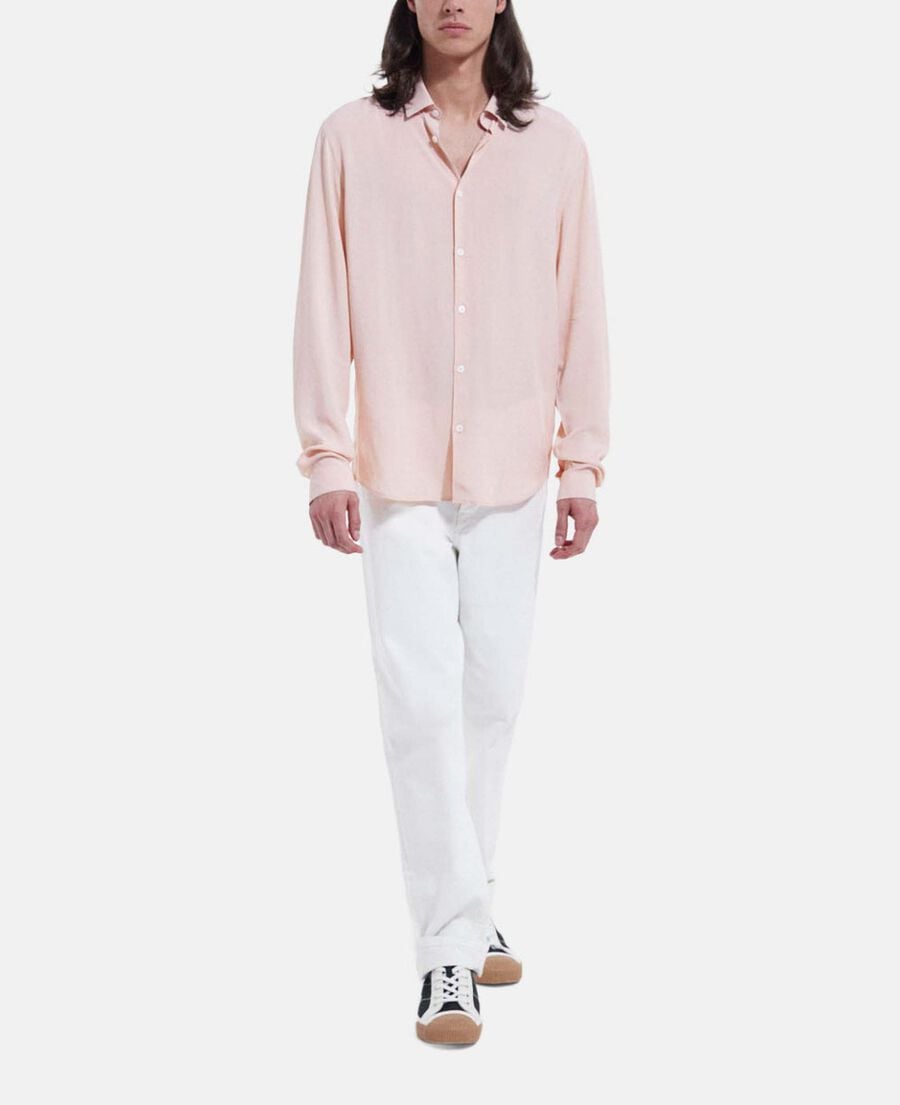 The Kooples MEN PINK flowing light pink shirt with cuban collar