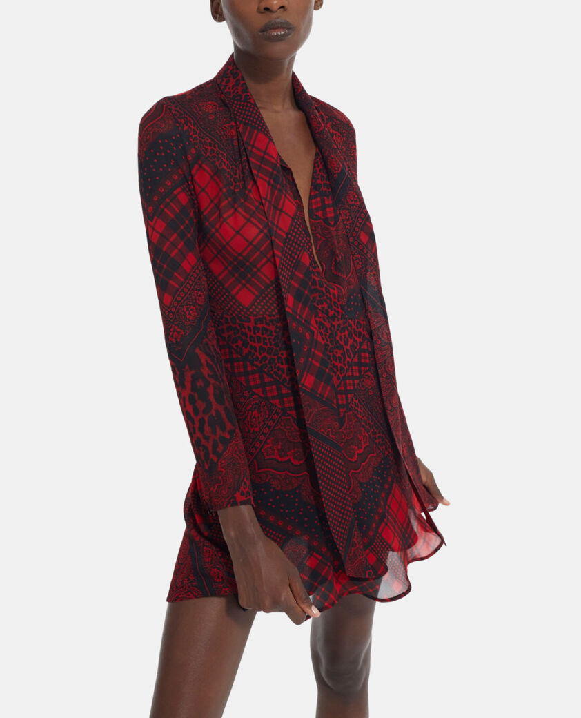 The Kooples WOMEN RED / BLACK short red printed dress