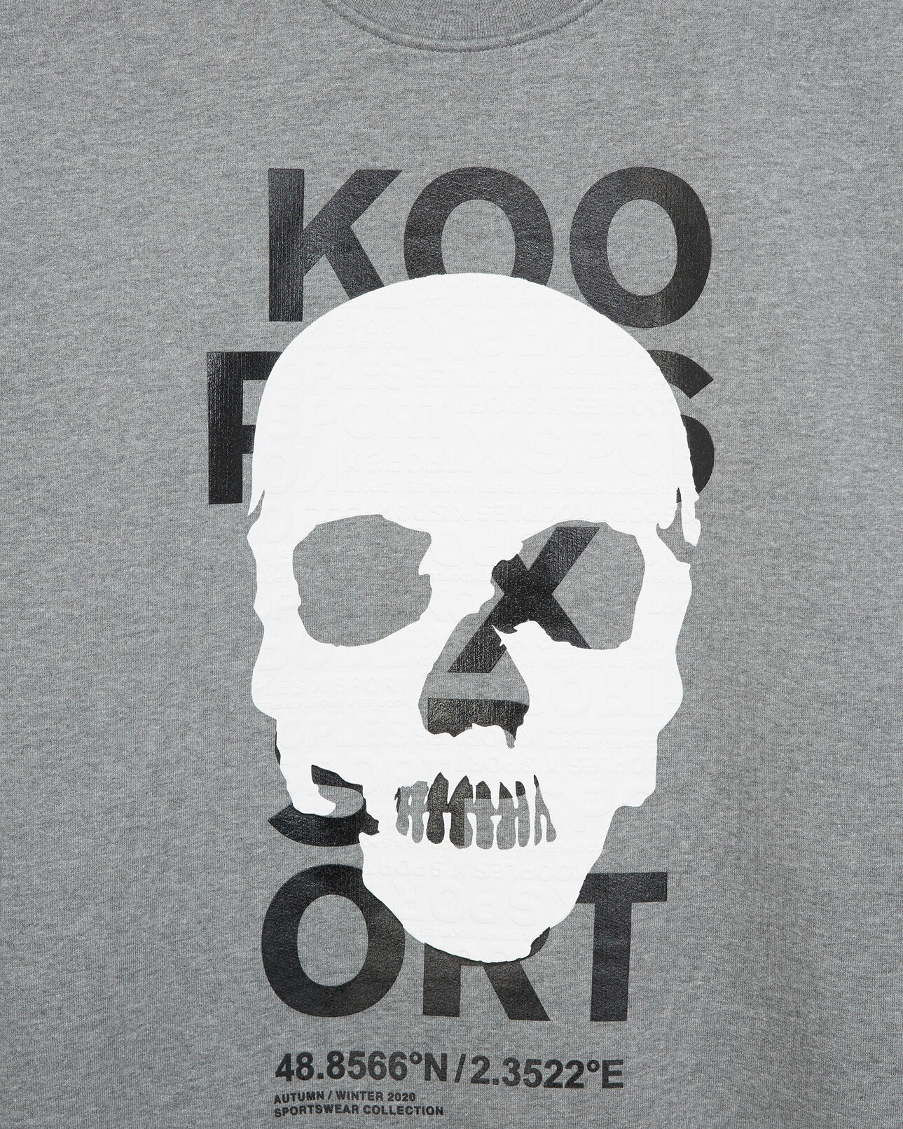 The Kooples HERREN MIDDLE GREY MELANGE graues sweatshirt mit totenkopf-badge