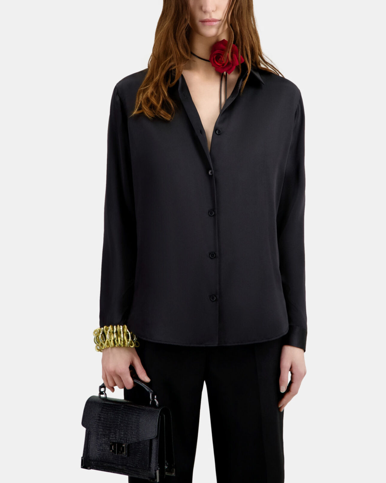 The Kooples DAMEN BLACK schwarzes hemd aus seide