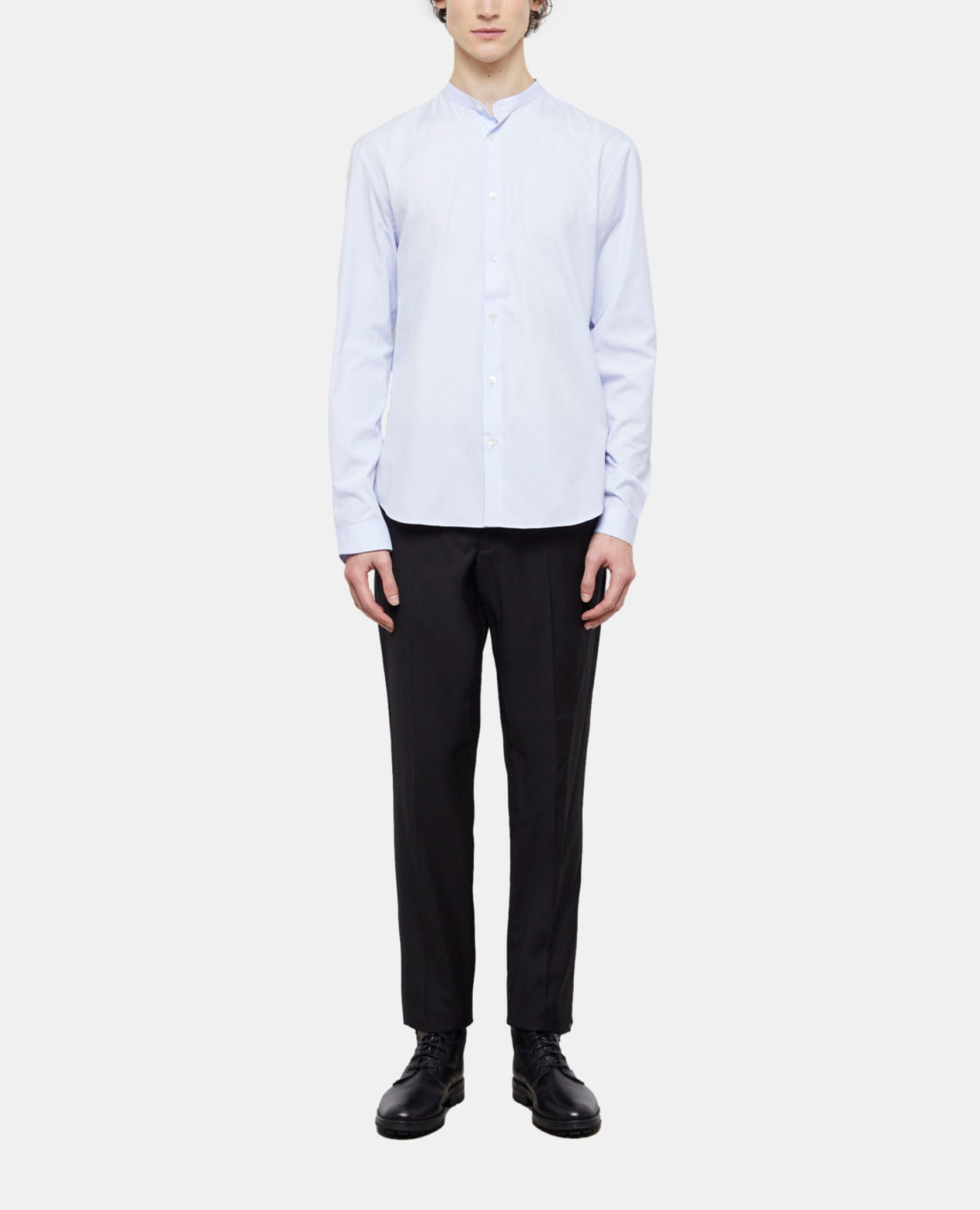 Blue officer collar shirt, BLUE / ECRU, hi-res image number null