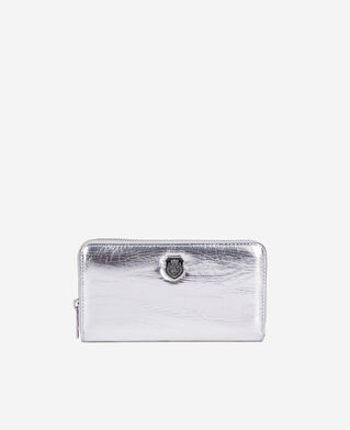 The Kooples WOMEN SILVER silver leather blason wallet