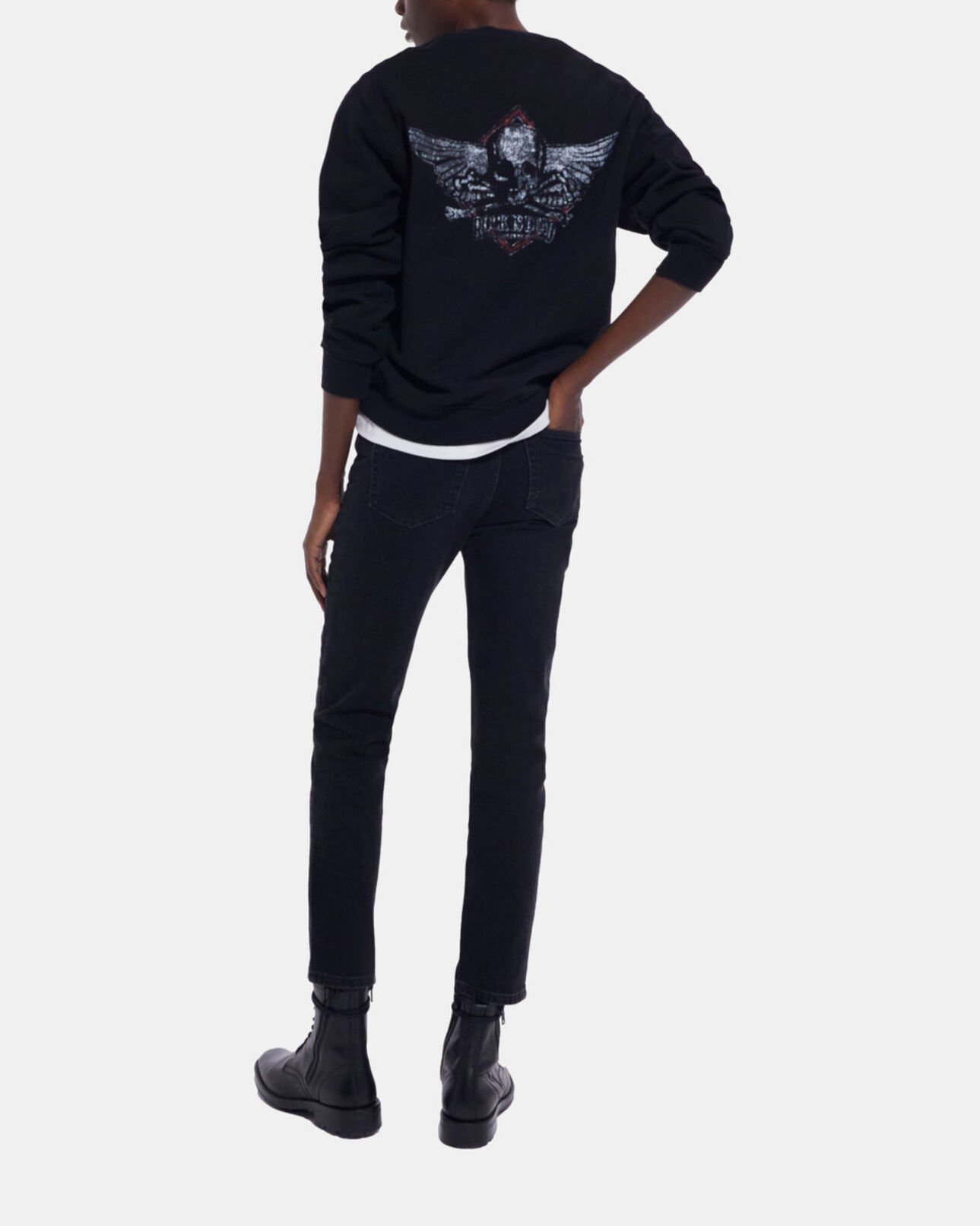 The Kooples WOMEN BLACK WASHED black sweatshirt with screen print