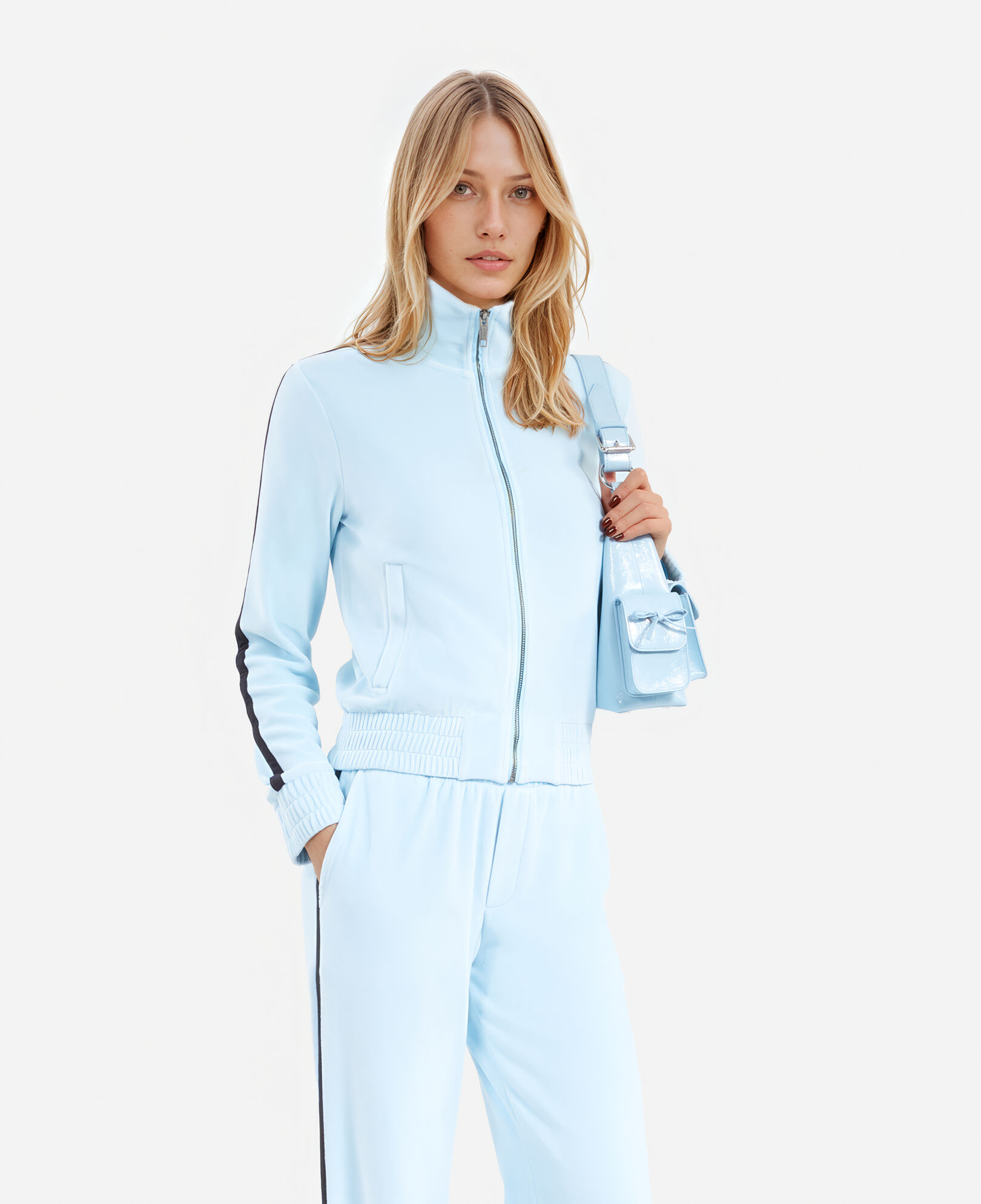 The Kooples DAMEN BABY BLUE hellblaues sweatshirt aus samt