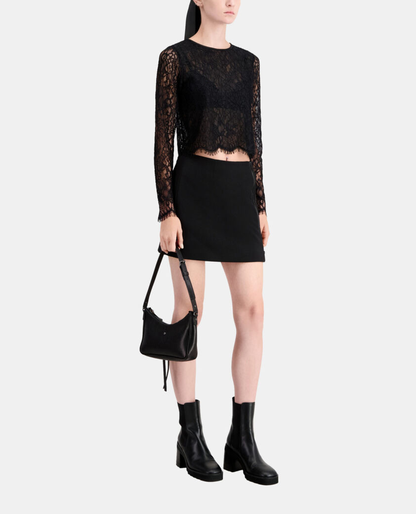 The Kooples FEMME BLACK top court noir en dentelle
