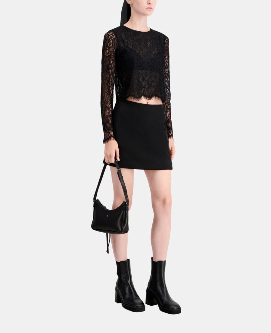 The Kooples FEMME BLACK top court noir en dentelle