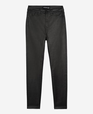 The Kooples FEMME BLACK jean slim effet cuir noir