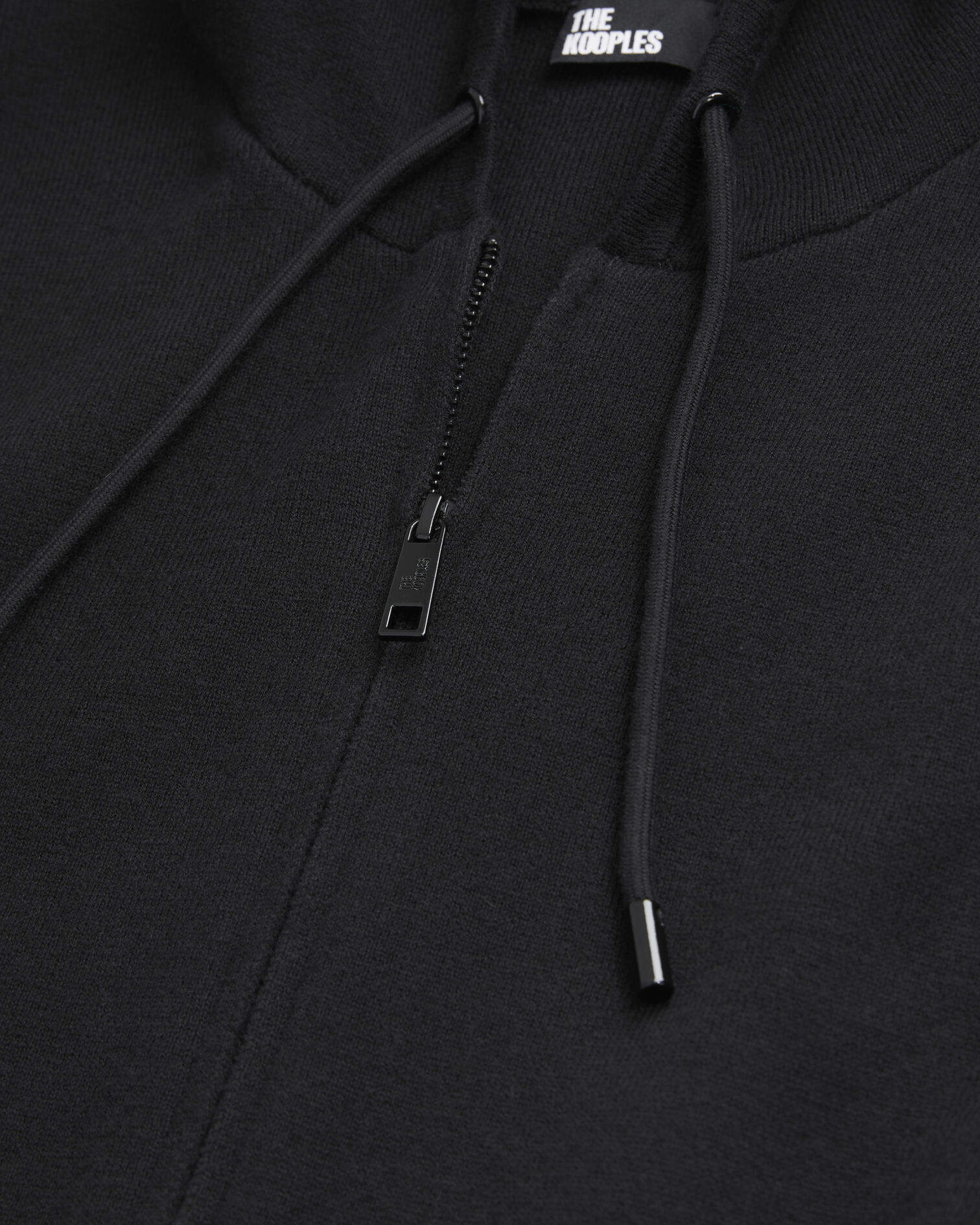 Cardigan à capuche noir en mélange de laine, BLACK - RED, hi-res image number null
