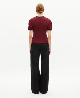 The Kooples F WINE RED t-shirt with red rhinestone screen print