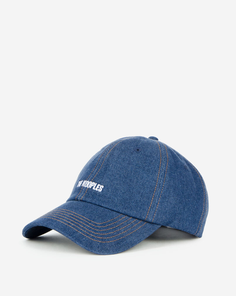 The Kooples UNISEX BLUE DENIM kappe aus denim mit logosstickerei in marineblau