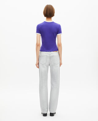The Kooples WOMEN ELECTRIC BLUE t-shirt with purple screen print