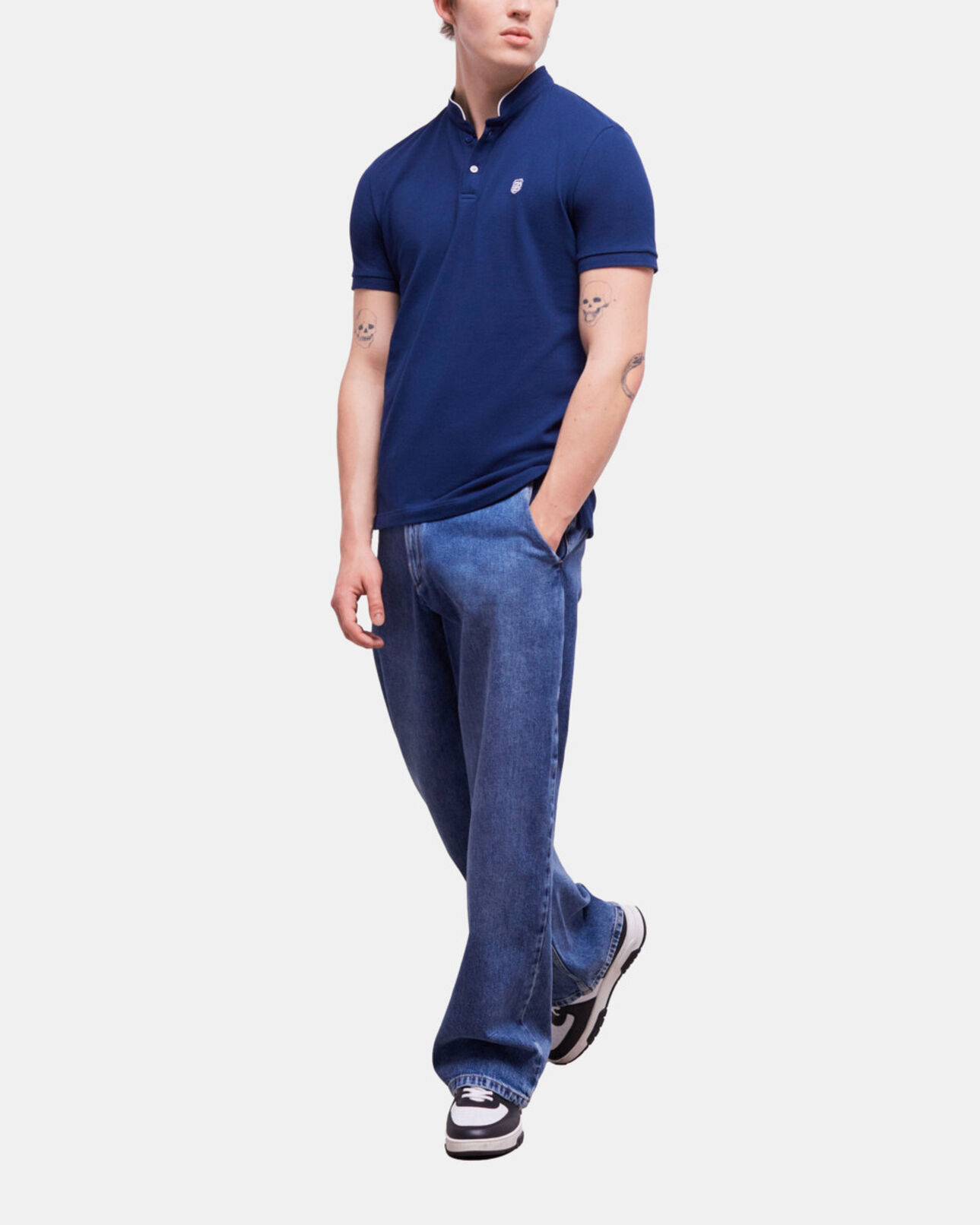 The Kooples MEN NAVY navy blue officer collar polo shirt