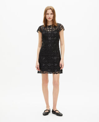 The Kooples WOMEN BLACK short black guipure dress
