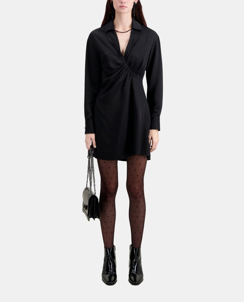 The Kooples FEMME BLACK robe courte noire avec drapé