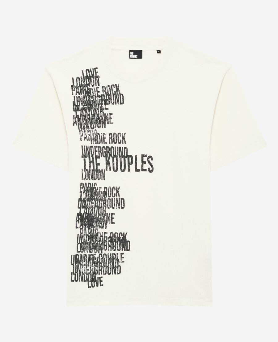 The Kooples HOMME ECRU t-shirt avec s&eacute;rigraphie the kooples &eacute;cru