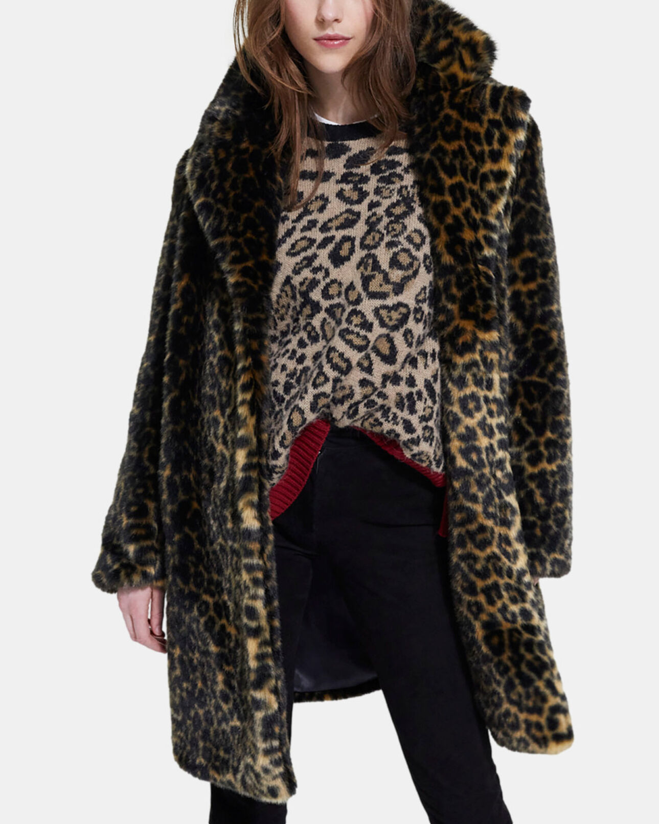 The Kooples WOMEN LEOPARD leopard print faux fur coat
