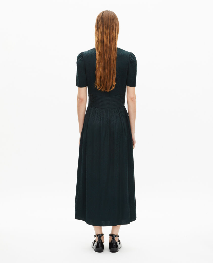 The Kooples DAMEN FOREST langes kleid aus leoparden-jacquard in dunkelgr&uuml;n