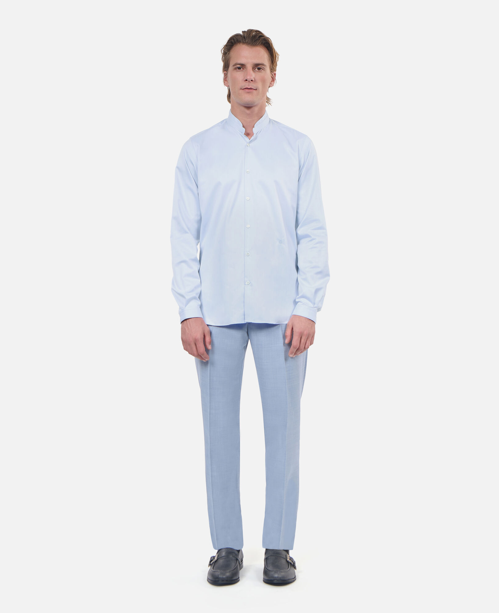 The Kooples MEN LIGHT BLUE blue shirt with officer collar