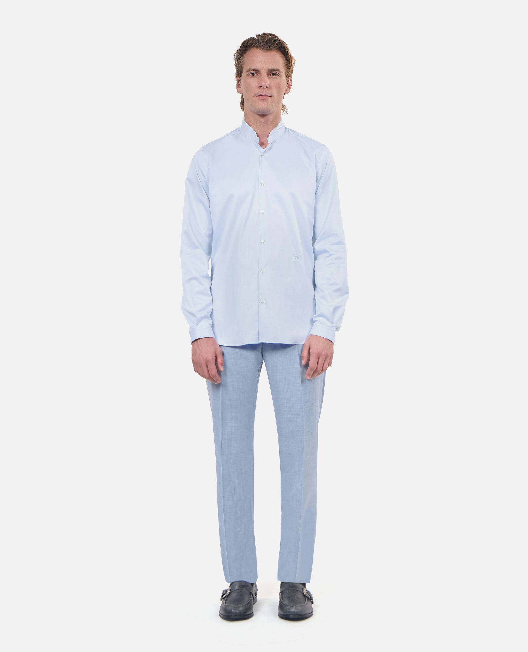 Blue shirt with officer collar, LIGHT BLUE, hi-res image number null